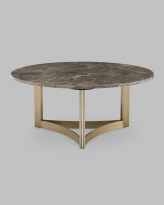 Журнальный столик Кассия 90*90, темная керамика, сталь шампань