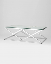 Журнальный стол 120*60 ИНСИГНИЯ, прозрачное стекло, сталь серебро