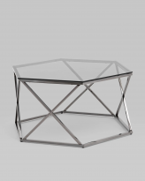 Журнальный столик Круз 93*80, стекло smoke, сталь тёмный хром