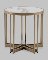 Журнальный столик Алиада 55х55 см светлая керамика сталь шампань