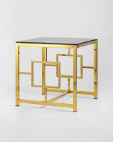 Журнальный столик 55*55 БРУКЛИН, стекло smoke, сталь золото