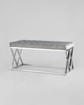 Банкетка-скамейка ИНСИГНИЯ, вельвет серый, сталь серебро