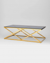 Журнальный стол 120*60 ИНСИГНИЯ, стекло smoke, сталь золото