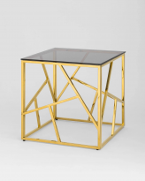 Журнальный столик 55*55 АРТ ДЕКО, стекло smoke, сталь золото