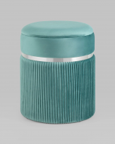 Пуф Миранда с ящиком, серебро, велюр светло-бирюзовый