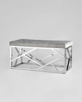 Банкетка-скамейка АРТ ДЕКО, вельвет серый, сталь серебро