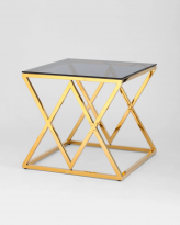 Журнальный стол 55*55 ИНСИГНИЯ, стекло smoke, сталь золото