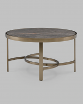 Журнальный столик Адриана 80*80, серая керамика, сталь шампань