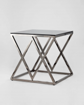 Журнальный стол 55*55 ИНСИГНИЯ, стекло smoke, сталь тёмный хром