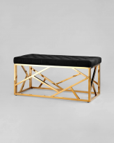 Банкетка-скамейка АРТ ДЕКО, вельвет черный, сталь золото