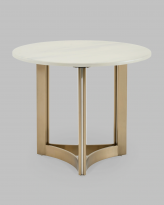 Журнальный столик Кассия 60*60, светлая керамика, сталь шампань