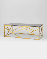Журнальный стол 120*60 АРТ ДЕКО, стекло smoke, сталь золото