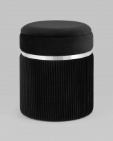 Пуф Миранда с ящиком, серебро, велюр черный