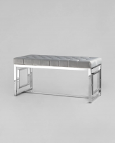 Банкетка-скамейка БРУКЛИН, вельвет серый, сталь серебро