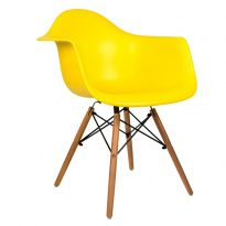 Кресло EAMES W желтое. Сидение. + Кресло EAMES W. Каркас деревянный