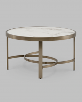 Журнальный столик Адриана 80*80, светлая керамика, сталь шампань