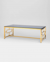 Журнальный стол 120*60 БРУКЛИН, стекло smoke, сталь золото