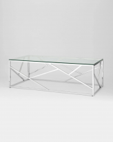 Журнальный стол 120*60 АРТ ДЕКО, прозрачное стекло, сталь серебро