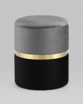 Пуф Кэрри с ящиком, велюр серо-черный