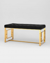 Банкетка-скамейка БРУКЛИН, вельвет черный, сталь золото