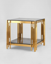 Журнальный столик 55*55 ГЭТСБИ, стекло smoke, сталь золото